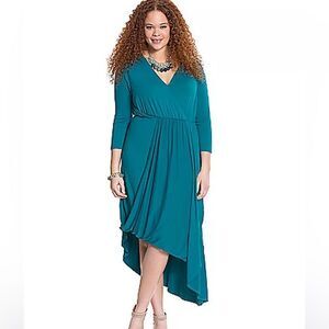 LANE BRYANT NWT Teal Draped Front Knit Maxi Dress Womens Plus 14/16
